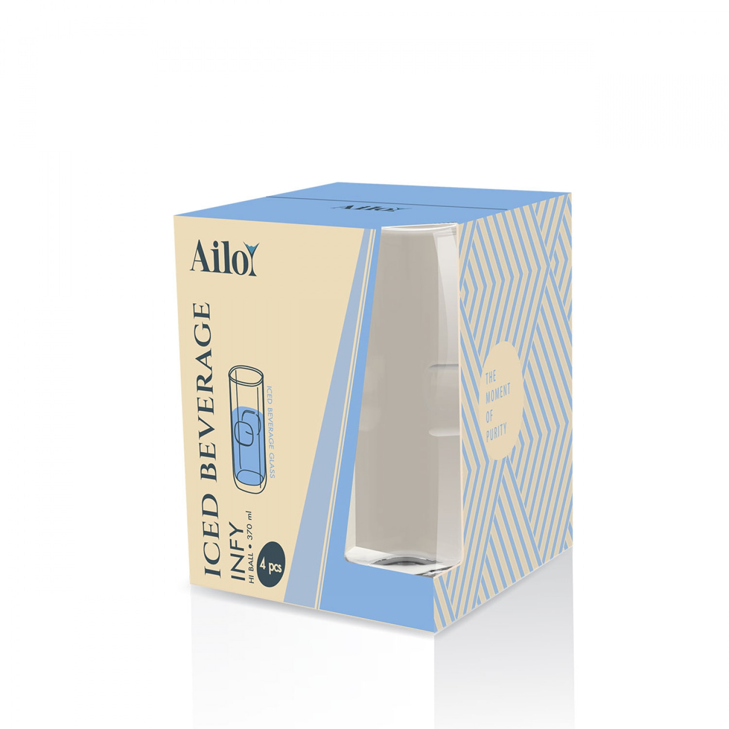 AILO แก้วน้ำดื่ม INFY HI BALL 370 มล. 4ใบ/แพ็ค