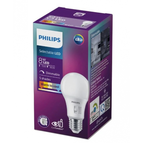 PHILIPS  หลอดบัฟ LED A60 8W DIM