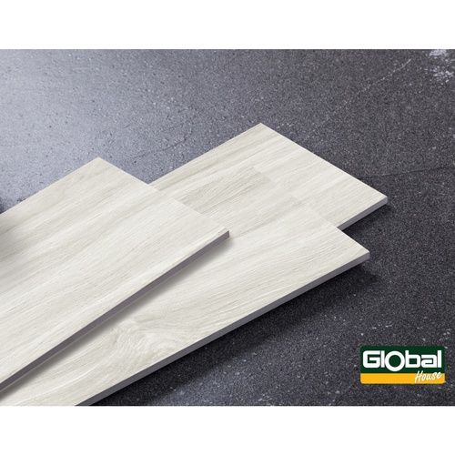 Marbella กระเบื้องปูพื้นลายไม้ 20x100x0.98ซม. รุ่น แอชวู๊ด 20101 (1.2 ตร.ม./กล่อง) (6แผ่น) A.