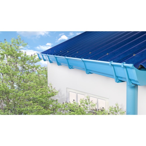 รางน้ำฝนพีวีซี รุ่น OK MAX แบบเรียบ ยาว 4เมตร สีฟ้า