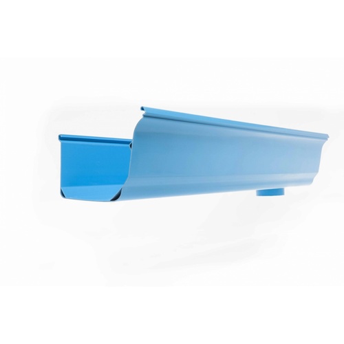 รางน้ำฝนพีวีซี รุ่น OK MAX แบบเจาะรูขวา ยาว 4เมตร สีฟ้า