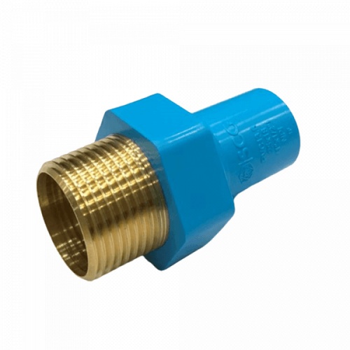 SCG ข้อต่อตรงลดเกลียวนอกทองเหลือง หนา 3/4x1/2(20x18) ชั้น 13.5 สีฟ้า