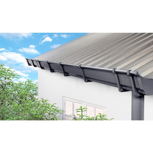 รางน้ำฝนพีวีซี รุ่น OK MAX แบบเจาะรูซ้าย ยาว 4เมตร สีเทา