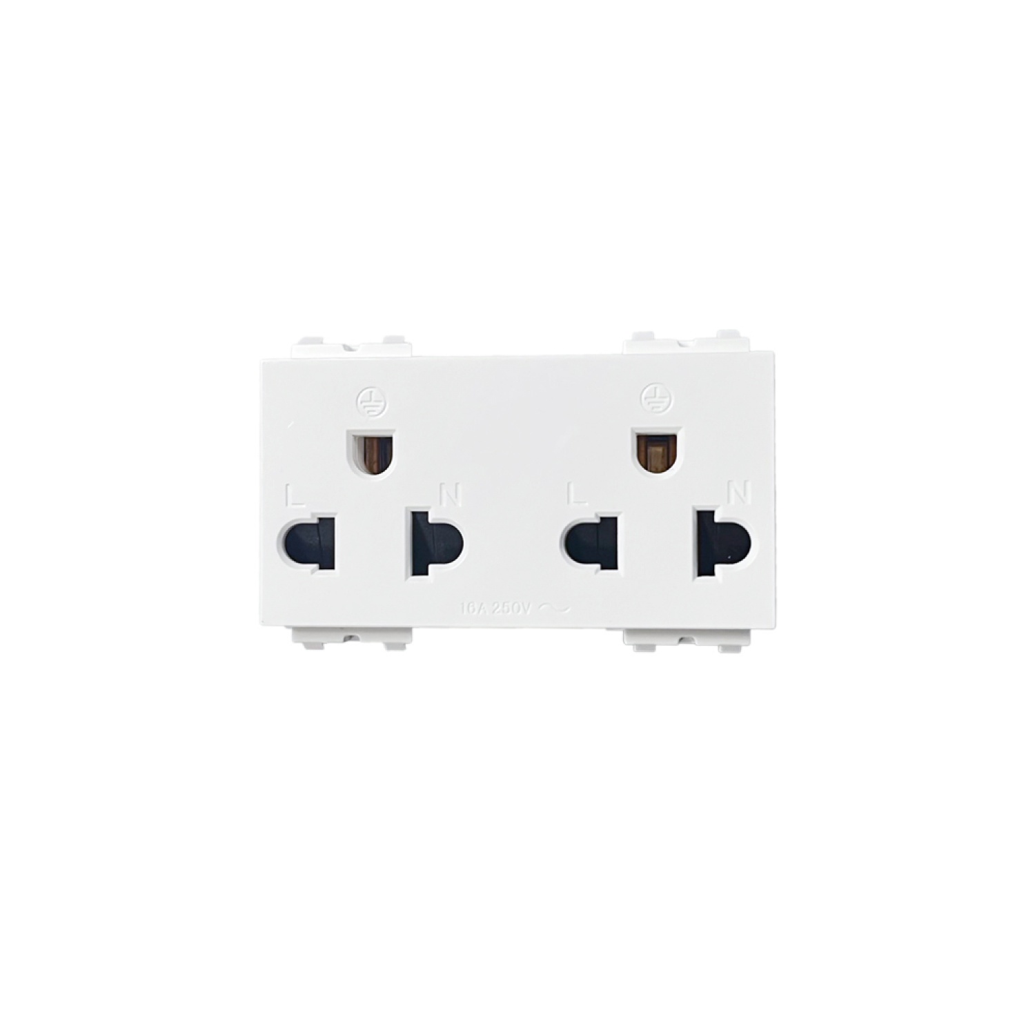 G-power เต้ารับกราวด์คู่ ขากลมแบน แนวตั้ง 16A พร้อมม่านนิรภัย สีขาว 