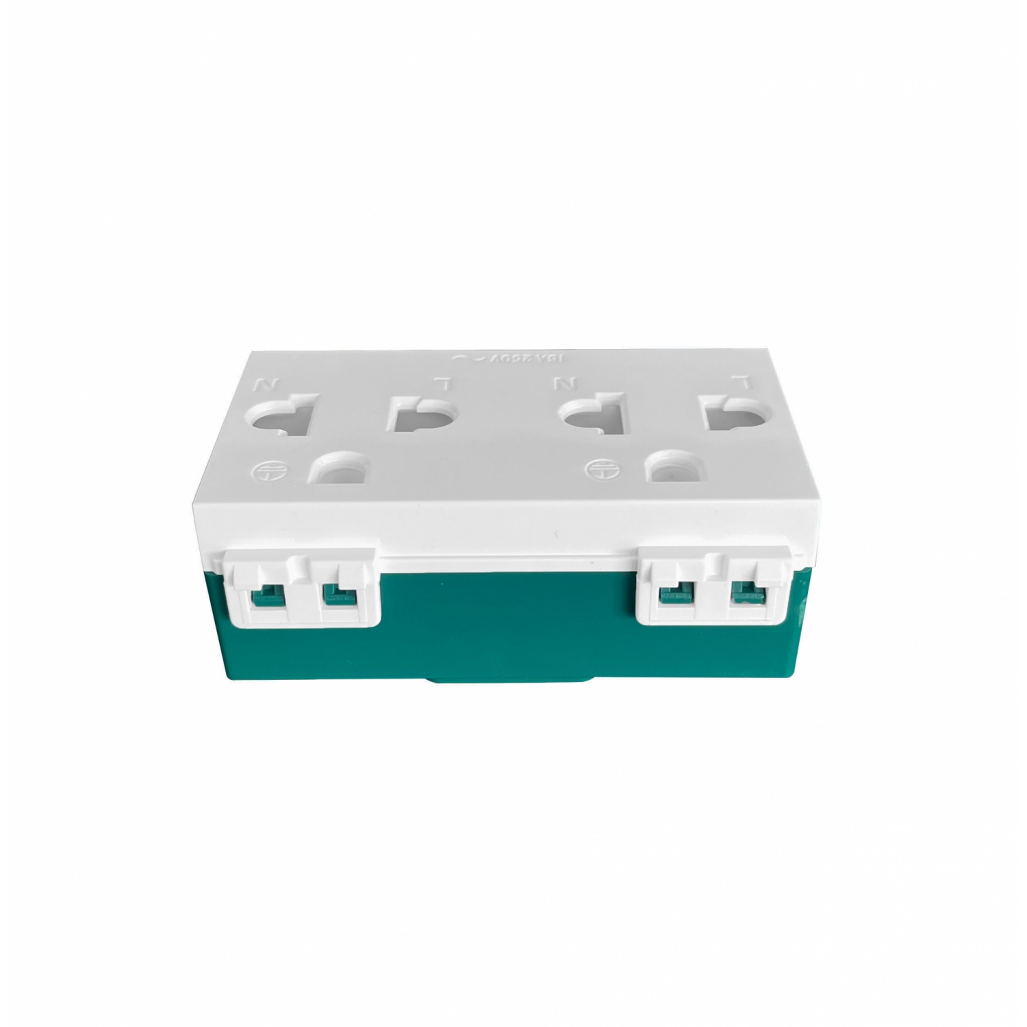 G-power เต้ารับกราวด์คู่ ขากลมแบน แนวตั้ง 16A พร้อมม่านนิรภัย สีขาว 