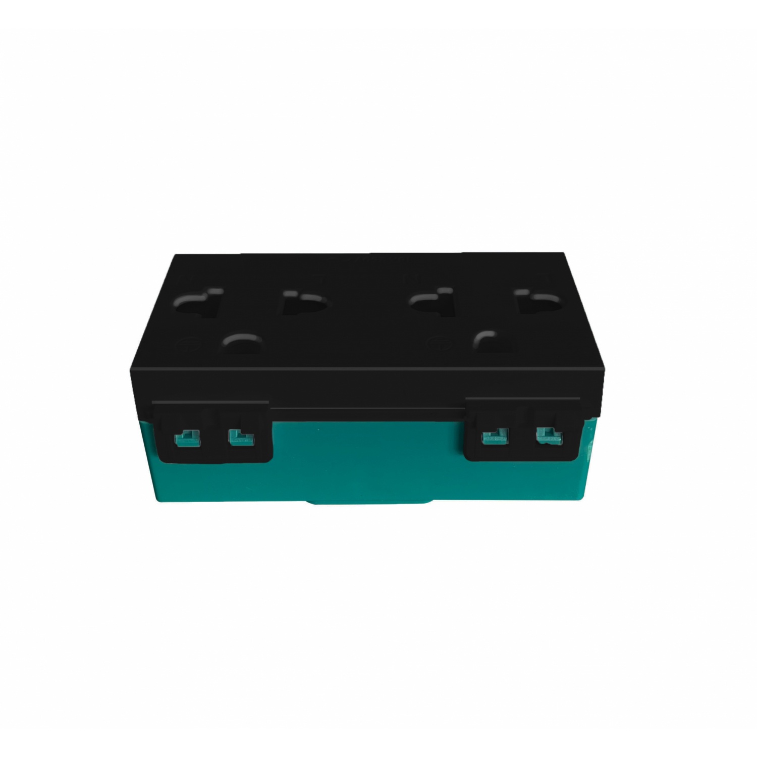 G-power เต้ารับกราวด์คู่ ขากลมแบน แนวตั้ง 16A พร้อมม่านนิรภัย 3 ช่อง สีดำ 