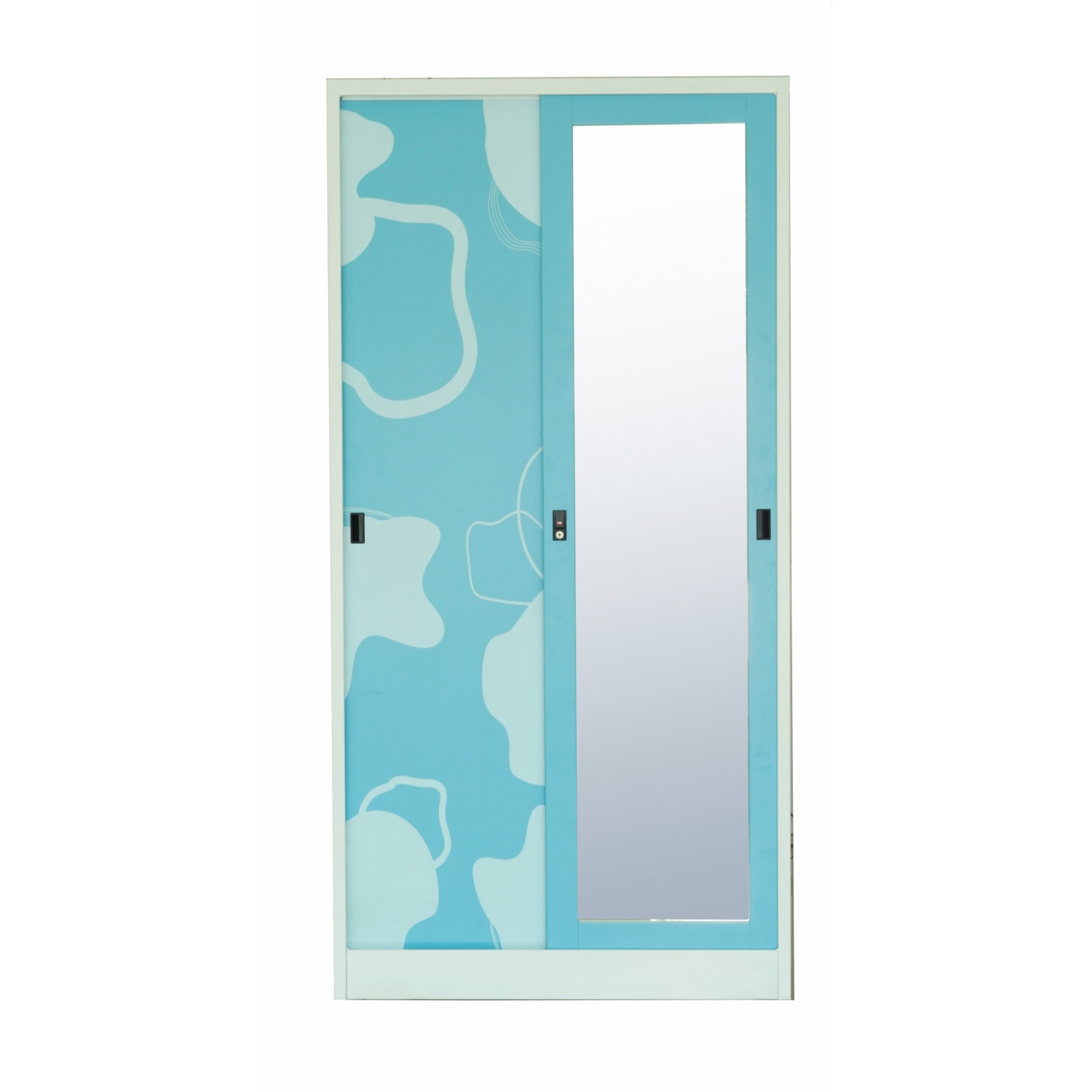 ตู้เสื้อผ้าบานเลื่อนผสม ขนาด91.4x53.4x183ซม.สีฟ้าลายกราฟิก