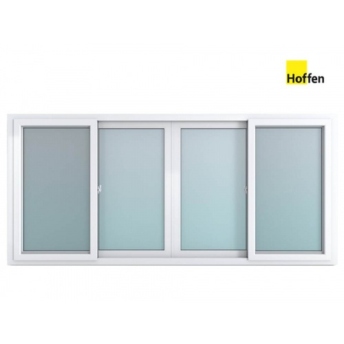 បង្អួចរុញ UPVC  FSSF W5 240cm.x110cm.  ពណ៌ស ជាមួយសំណាញ់  HOFFEN