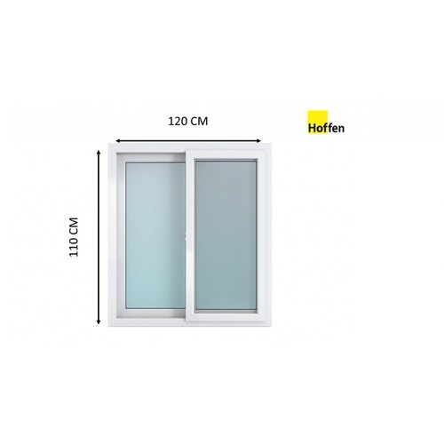 បង្អួចរុញ UPVC ស៊េរី Trendy SS 120cm.X110cm. ពណ៌ស ជាមួយសំណាញ់ HOFFEN