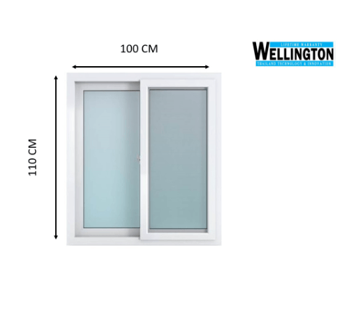 WELLINGTAN TRENDY หน้าต่างไวนิล บานเลื่อน SS 100x110ซม. สีขาว พร้อมมุ้ง