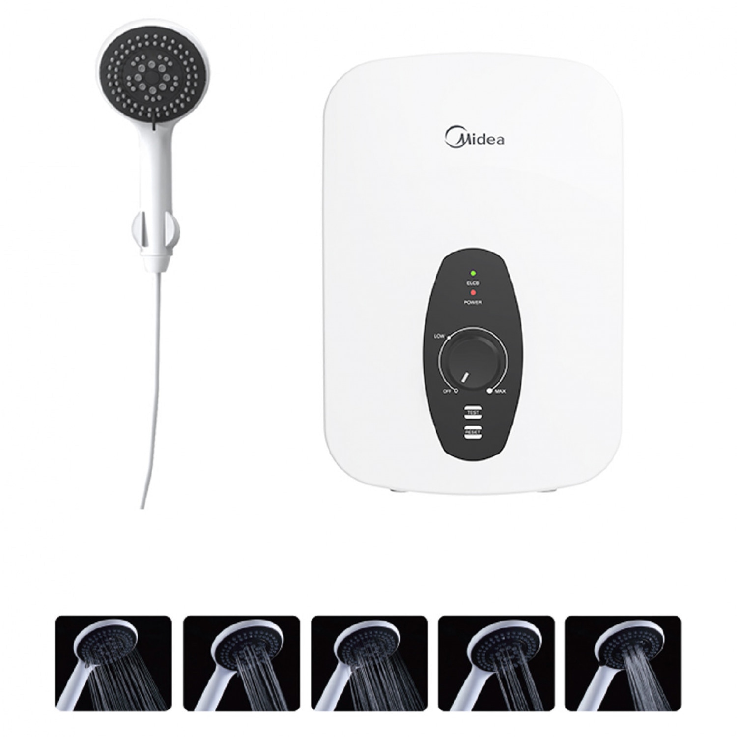 MIDEA เครื่องทำน้ำอุ่น ขนาด 3800 วัตต์ รุ่น MWH-38QTH(W) สีขาว