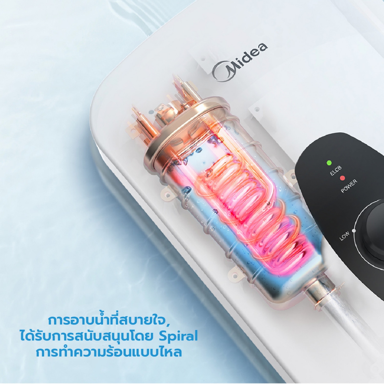 MIDEA เครื่องทำน้ำอุ่น ขนาด 3800 วัตต์ รุ่น MWH-38QTH(W) สีขาว