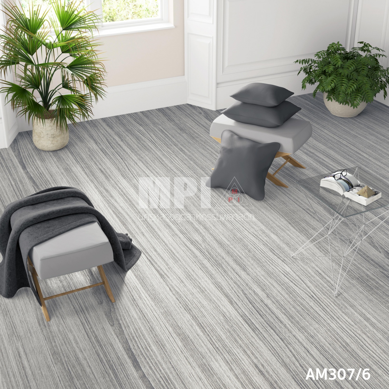 เสื่อน้ำมัน รุ่น AM307/6 ขนาด 1.37ม. X 27.43ม. X 0.30มม.ลายผิวไม้เทา