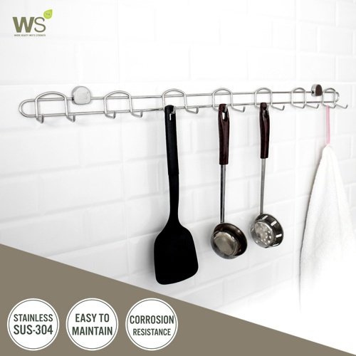 WS ขอแขวนอเนกประสงค์ 10 ขอ ขนาด 50 ซม. WR-5403-50 สแตนเลส