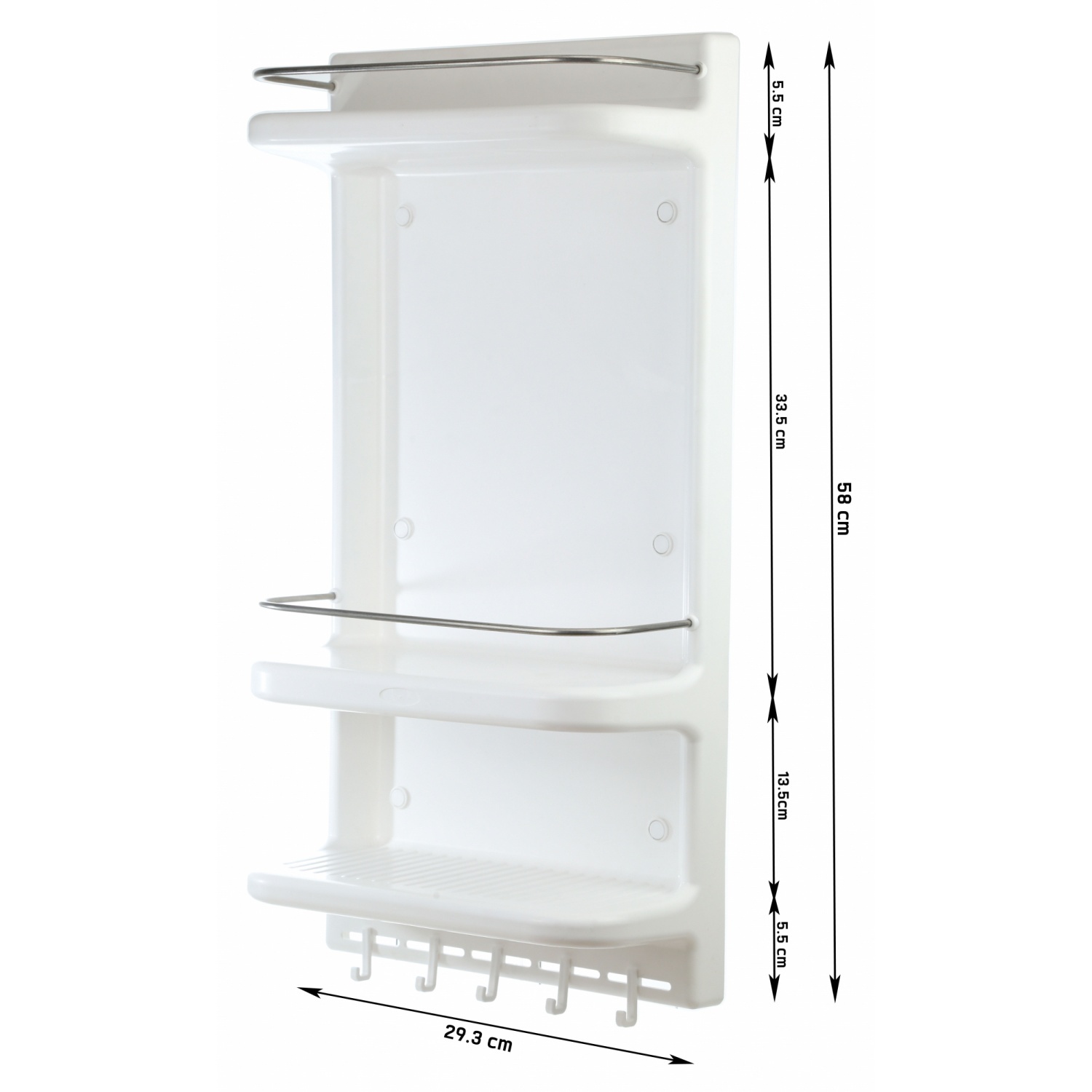 Verno ชั้นวางของ พร้อมที่แขวนอเนกประสงค์ 3 ชั้น สีขาว