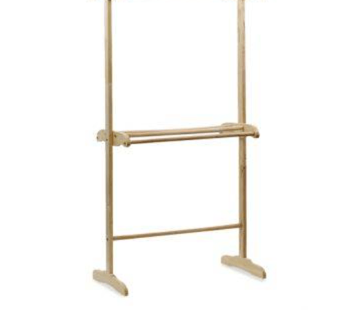 SAKU ราวตากผ้าไม้ยางพารา 2 ชั่น 6 เส้น ขนาด 79x40x153cm. สีไม้ธรมมชาติ