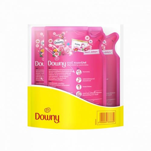 DOWNY น้ำยาปรับผ้านุ่ม กลิ่นสวนดอกไม้ผลิ แบบเติม ขนาด 490  มล. สีชมพู (แพ็ค 2 แถม 1)