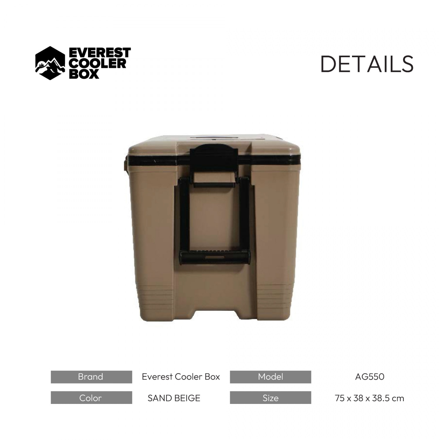 EVEREST COOLER BOX ถังแช่อเนกประสงค์ 55 ลิตร มีล้อลาก สีSAND BEIGE