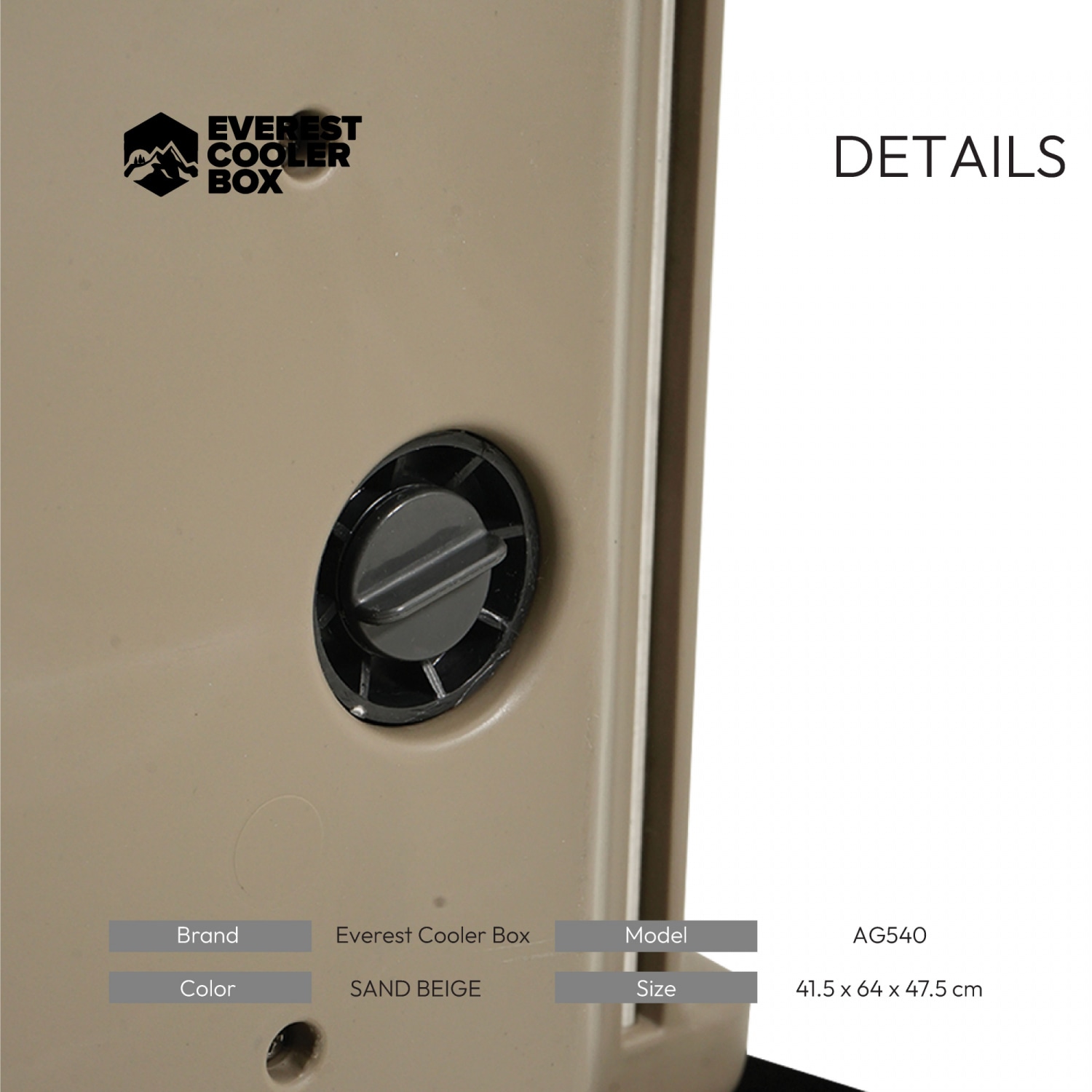 EVEREST COOLER BOX กระติกน้ำแข็งมีล้อลาก AG540 ขนาด 54 ลิตร สี SAND BEIGE
