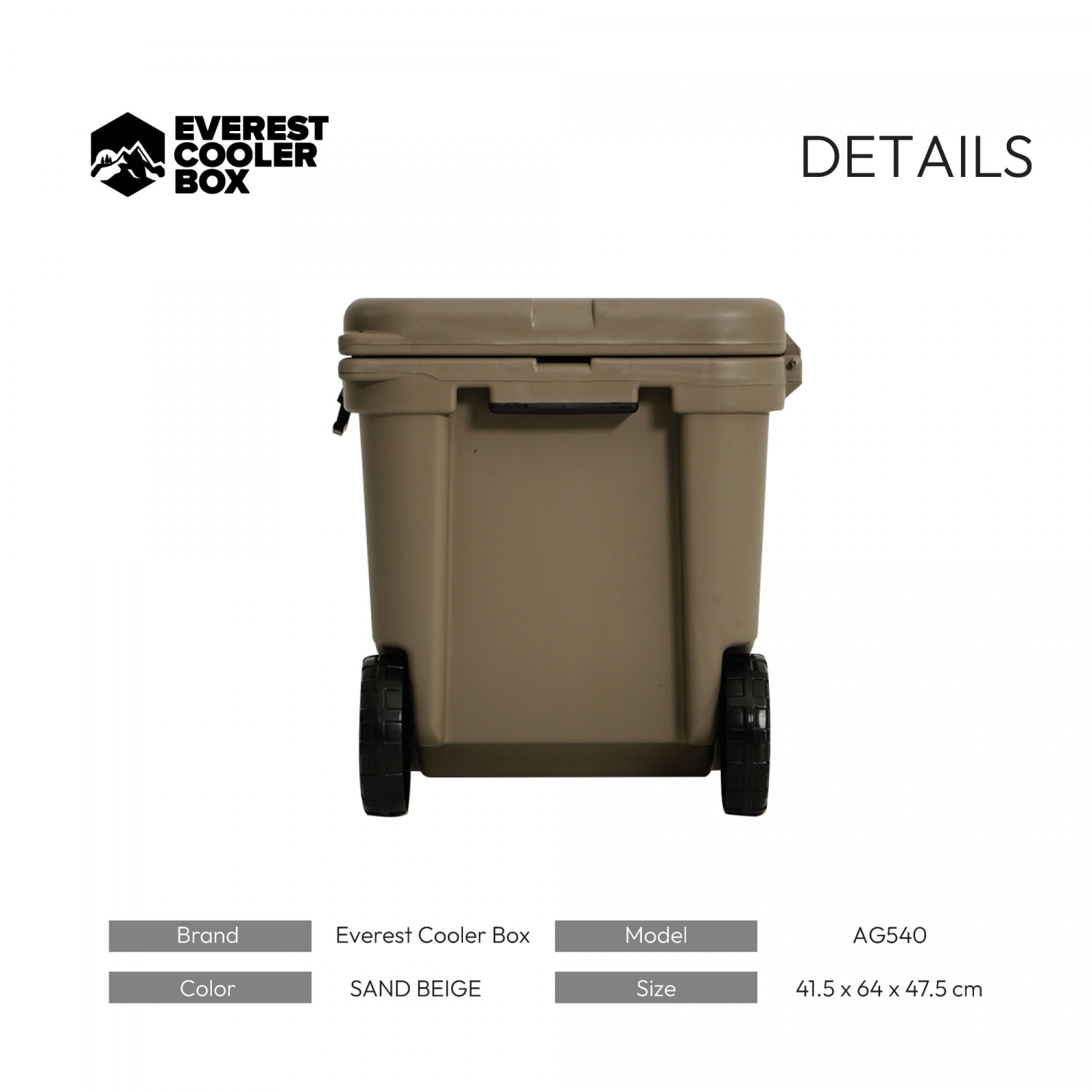 EVEREST COOLER BOX กระติกน้ำแข็งมีล้อลาก AG540 ขนาด 54 ลิตร สี SAND BEIGE
