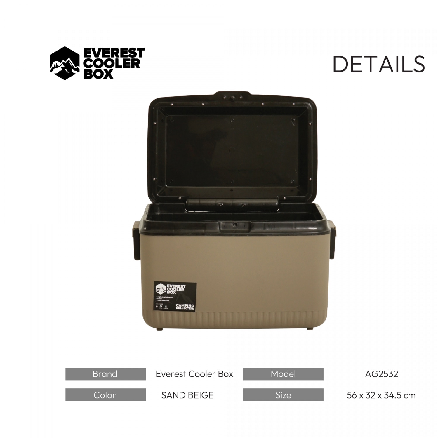 EVEREST COOLER BOX ถังแช่อเนกประสงค์ 32 ลิตร สี SAND BEIGE