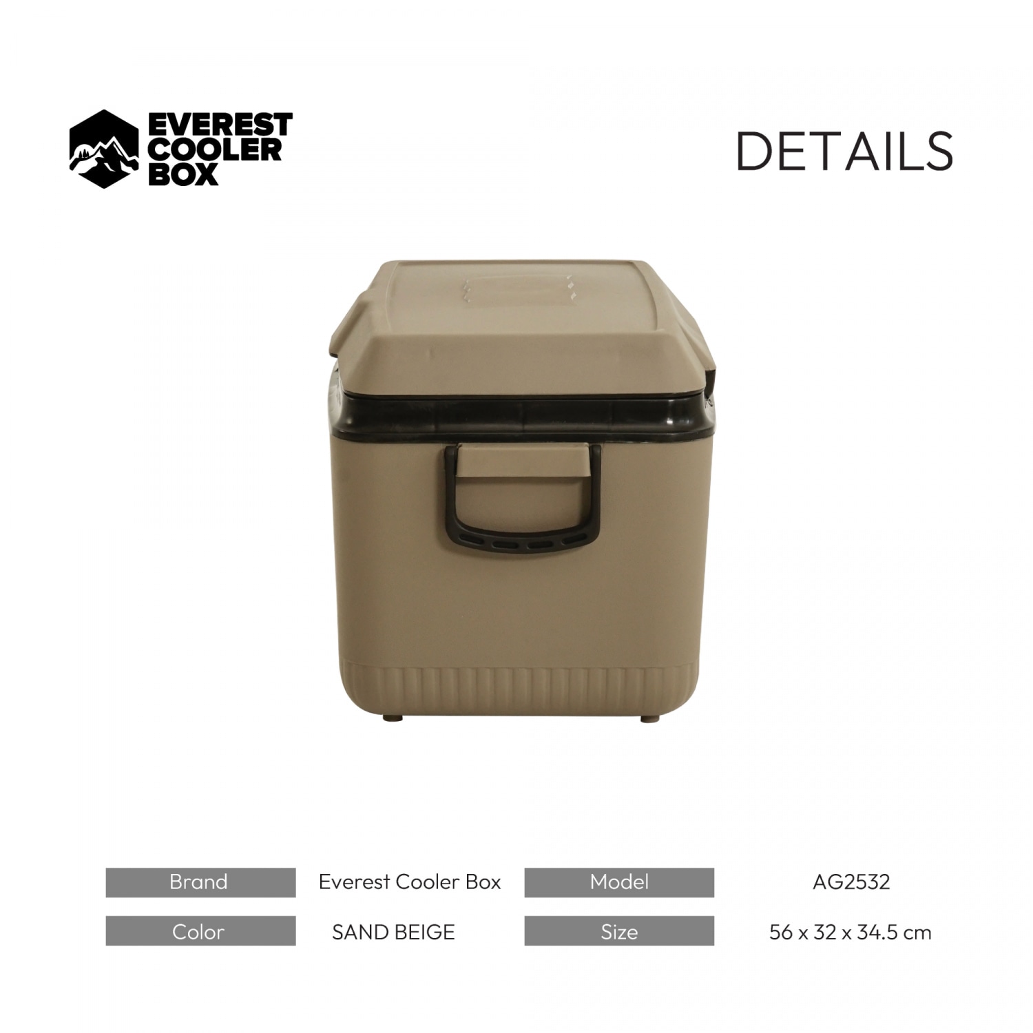 EVEREST COOLER BOX ถังแช่อเนกประสงค์ 32 ลิตร สี SAND BEIGE