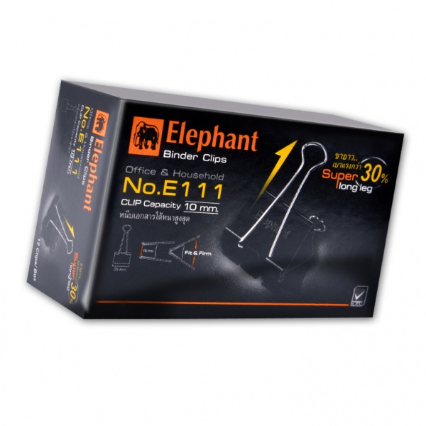 Elephant คลิปหนีบดำ ขนาด 25มม. รุ่น E111 (1x12)