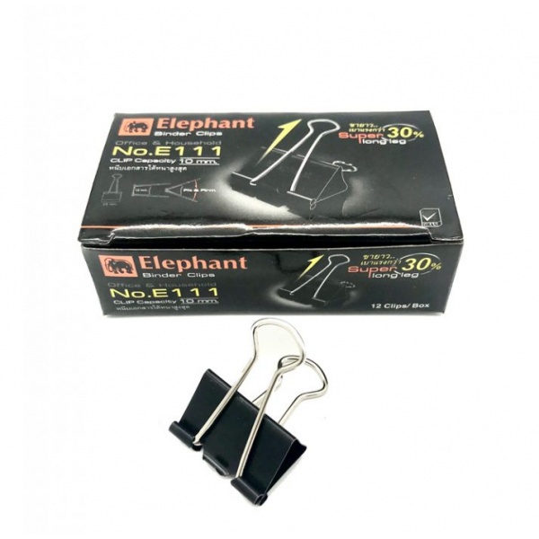 Elephant คลิปหนีบดำ ขนาด 25มม. รุ่น E111 (1x12)