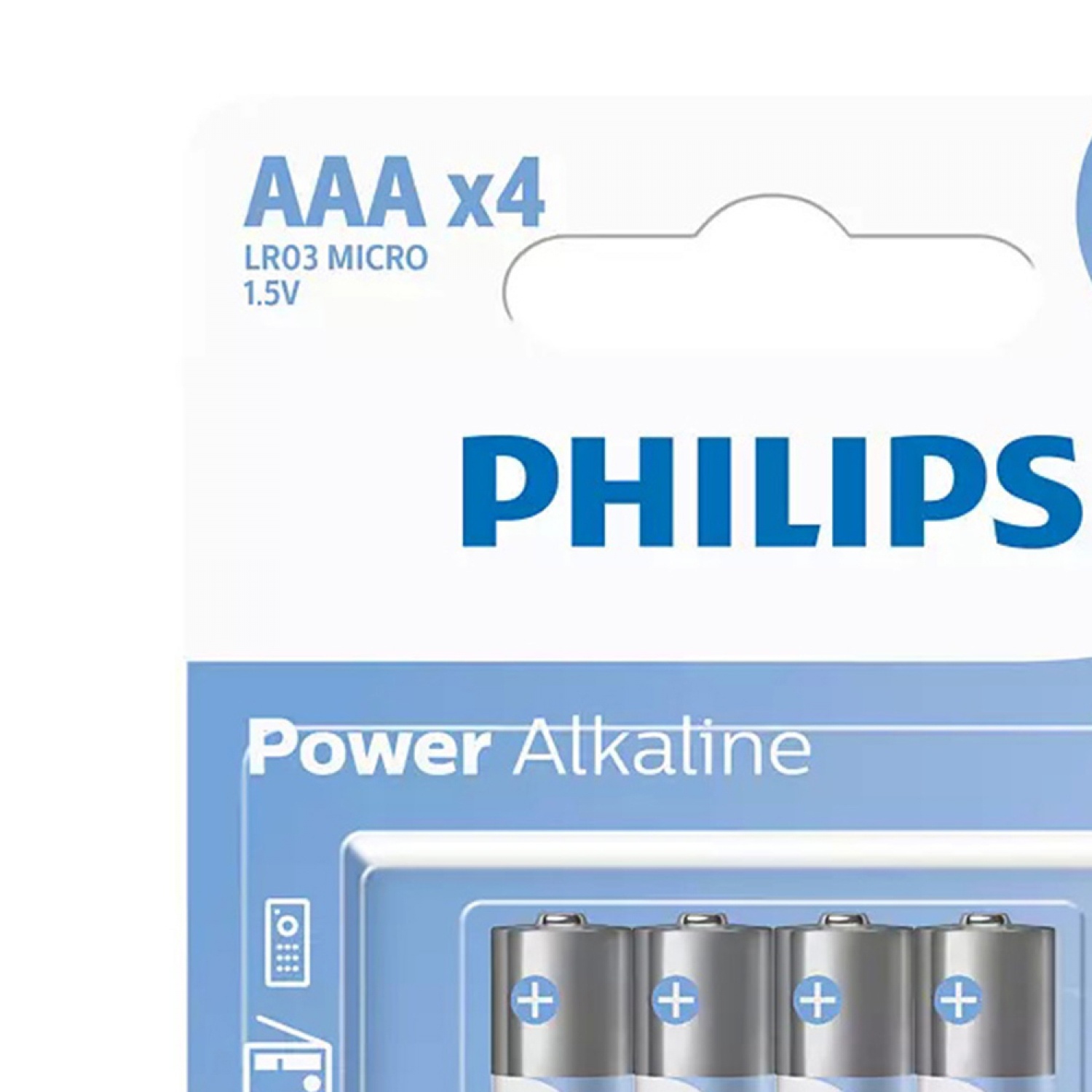 PHILIPS ถ่านไฟฉายอัลคาไลน์  Power Alkaline AAA 4 ก้อน  สีเงิน