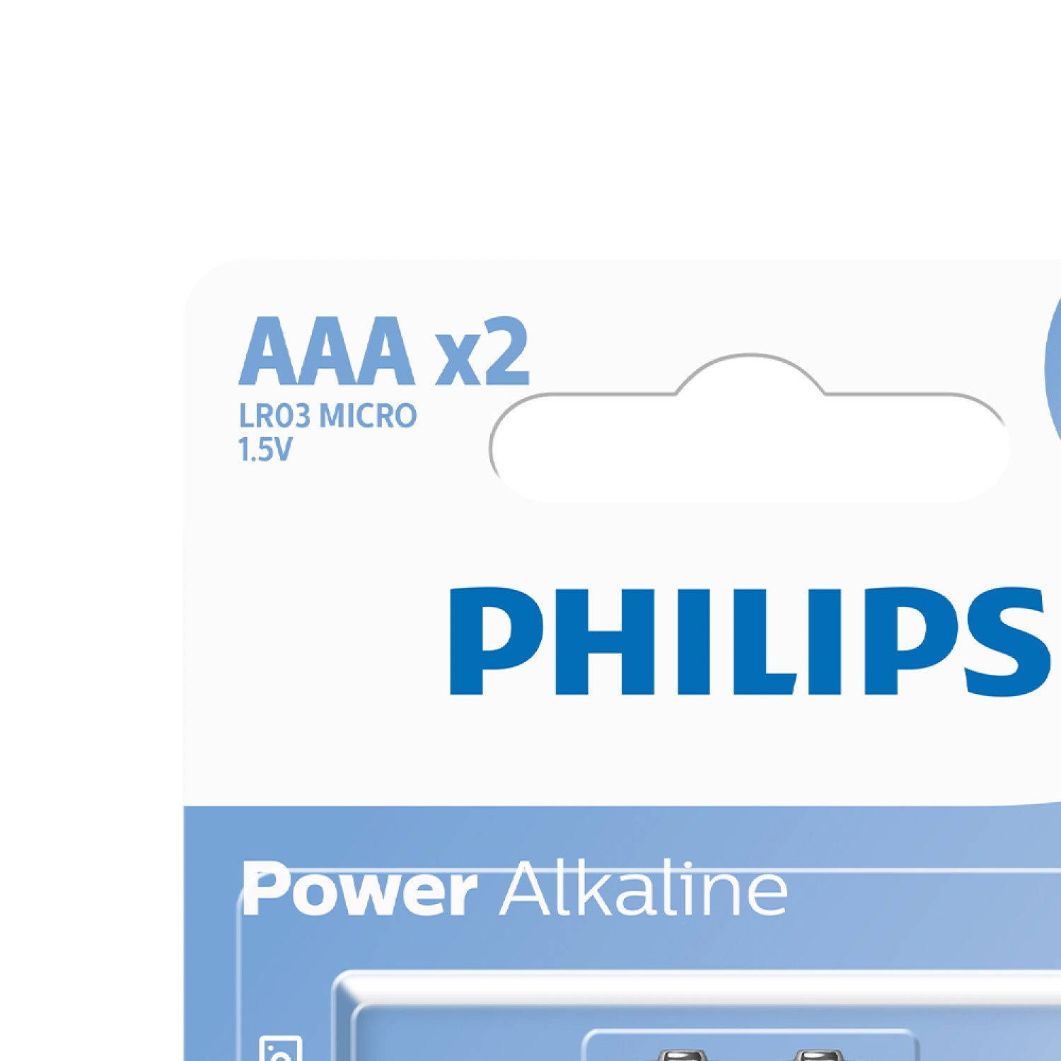 PHILIPS ถ่านไฟฉายอัลคาไลน์  Power Alkaline AAA 2 ก้อน สีเงิน