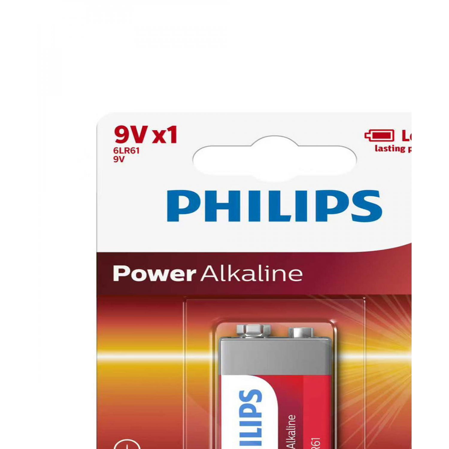 PHILIPS ถ่านไฟฉายอัลคาไลน์  Power Alkaline 1 ก้อน 9V สีไวน์แดง  