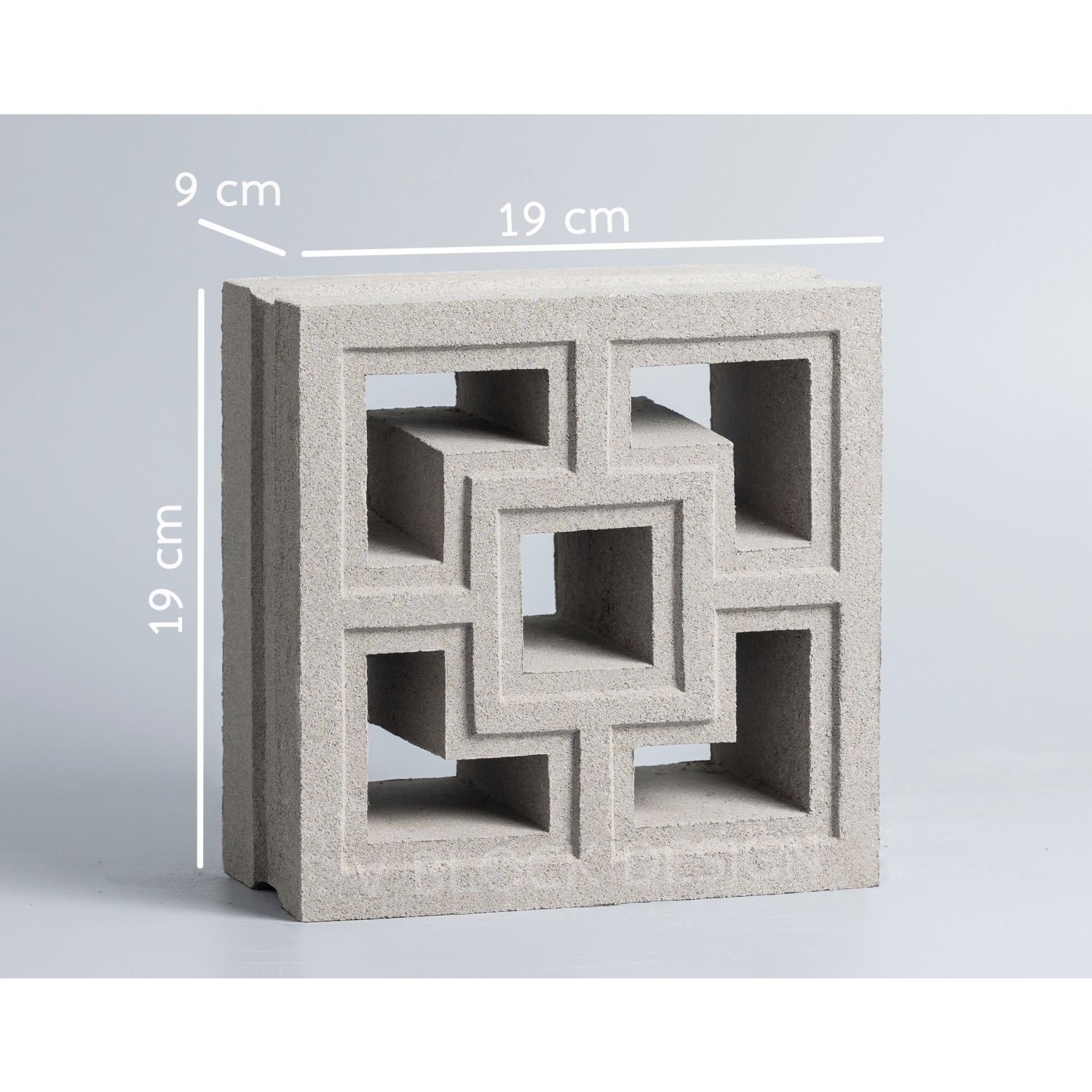 วีบล็อค อิฐบล็อกช่องลมลาย ลายเหลี่ยมจีน B ขนาด 19x19x9ซม.