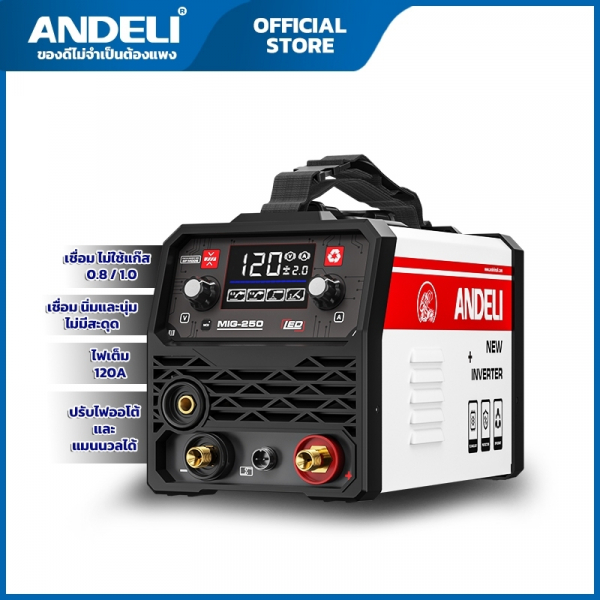 ANDELI เครื่องเชื่อมไฟฟ้าอินเวอร์เตอร์ 120A จอ LED รุ่น MIG-250 MINI (WITH BOX)