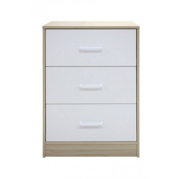 DELICATO ตู้ 3 ลิ้นชัก รุ่นอแมนด้า  ขนาด 59x39x81.50 ซม.สีบีช/ขาว