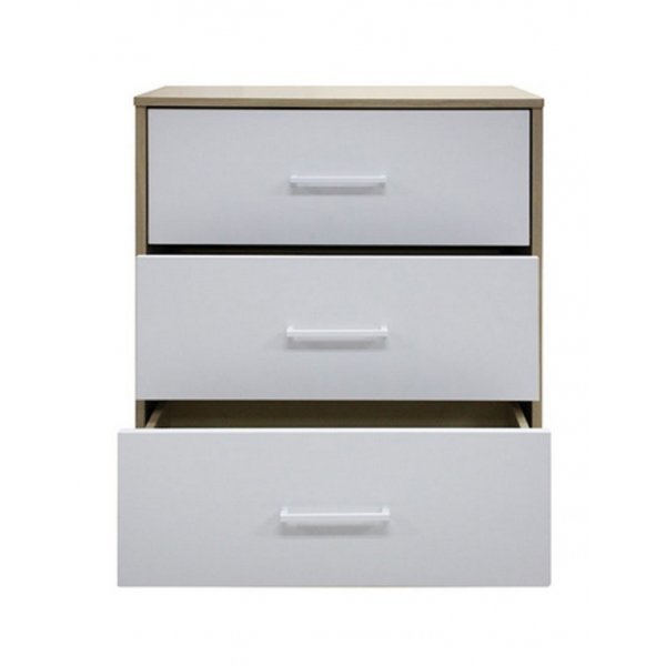 DELICATO ตู้ 3 ลิ้นชัก รุ่นอแมนด้า  ขนาด 59x39x81.50 ซม.สีบีช/ขาว