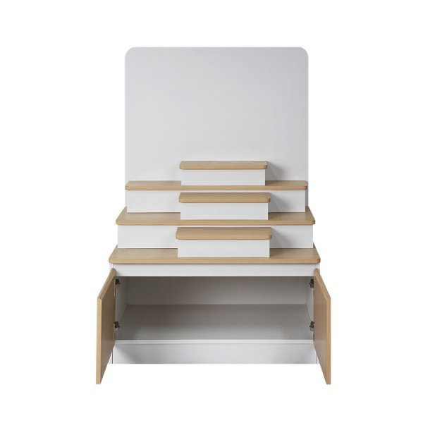 DELICATO ตู้บูชาพระแบบโมเดิร์น ตั้งพื้น ขนาด 80x50x120 ซม. รุ่นอแมนด้า สีบีช/ขาว