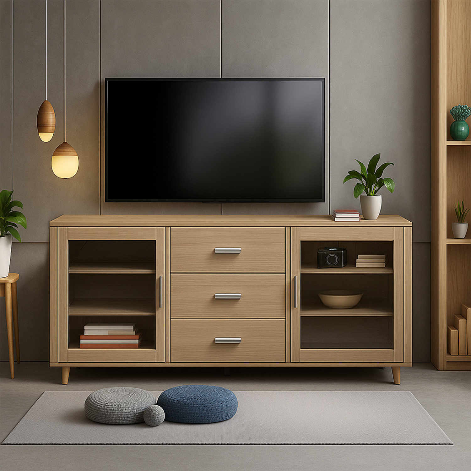 DELICATO ชั้นวางทีวี รุ่นบอสตัน ขนาด 152.6x39.5x85.9 ซม. สีบีช 