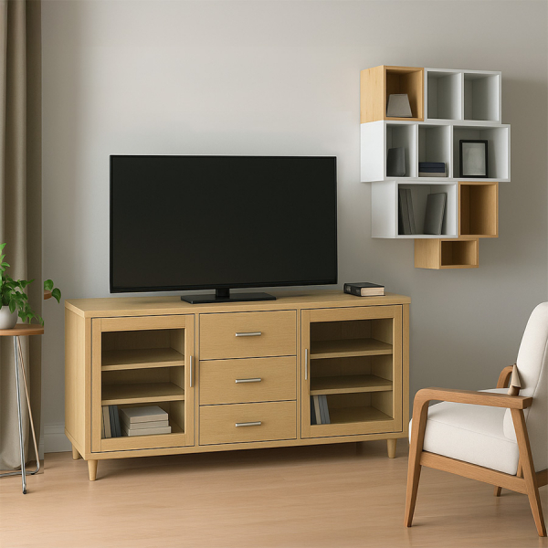 DELICATO ชั้นวางทีวี รุ่นบอสตัน ขนาด 152.6x39.5x85.9 ซม. สีบีช 