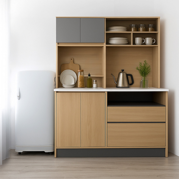 CLOSE ชุดครัวสำเร็จรูปท๊อปเรียบ รุ่น COOPER ขนาด 150x60x180 ซม. สีไม้บีช