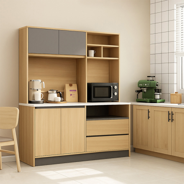 CLOSE ชุดครัวสำเร็จรูปท๊อปเรียบ รุ่น COOPER ขนาด 150x60x180 ซม. สีไม้บีช