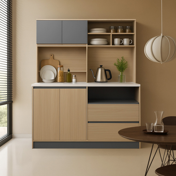 CLOSE ชุดครัวสำเร็จรูปท๊อปเรียบ รุ่น COOPER ขนาด 150x60x180 ซม. สีไม้บีช