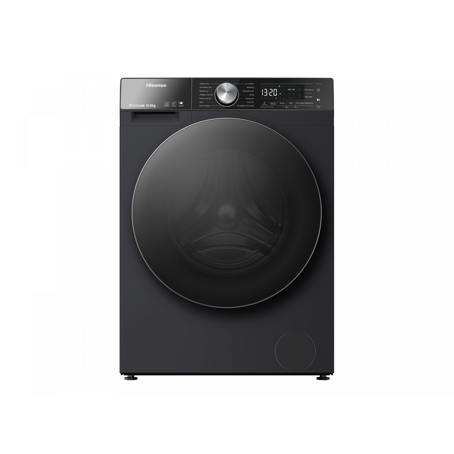 Hisense  เครื่องซักผ้าฝาหน้า ซัก12kg./อบ8kg รุ่น WD5S1243BB  สีดำ  