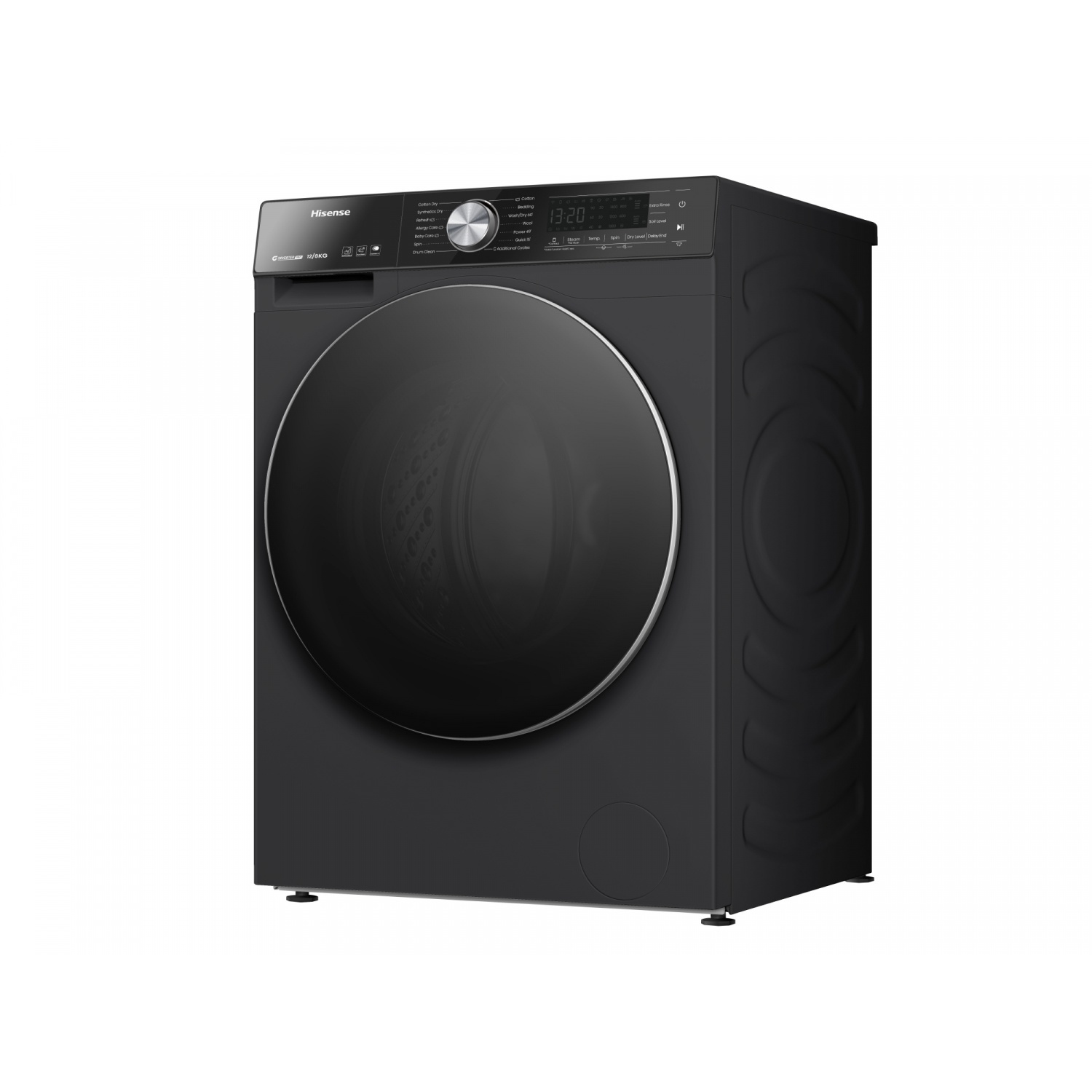 Hisense  เครื่องซักผ้าฝาหน้า ซัก12kg./อบ8kg รุ่น WD5S1243BB  สีดำ  