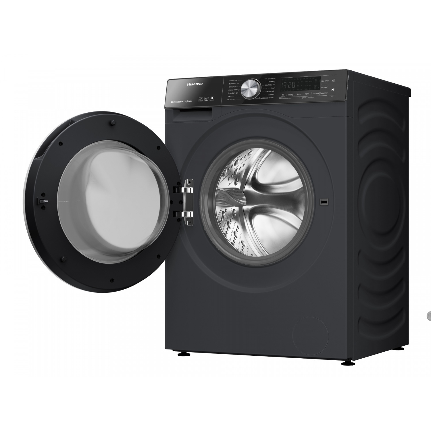 Hisense  เครื่องซักผ้าฝาหน้า ซัก12kg./อบ8kg รุ่น WD5S1243BB  สีดำ  