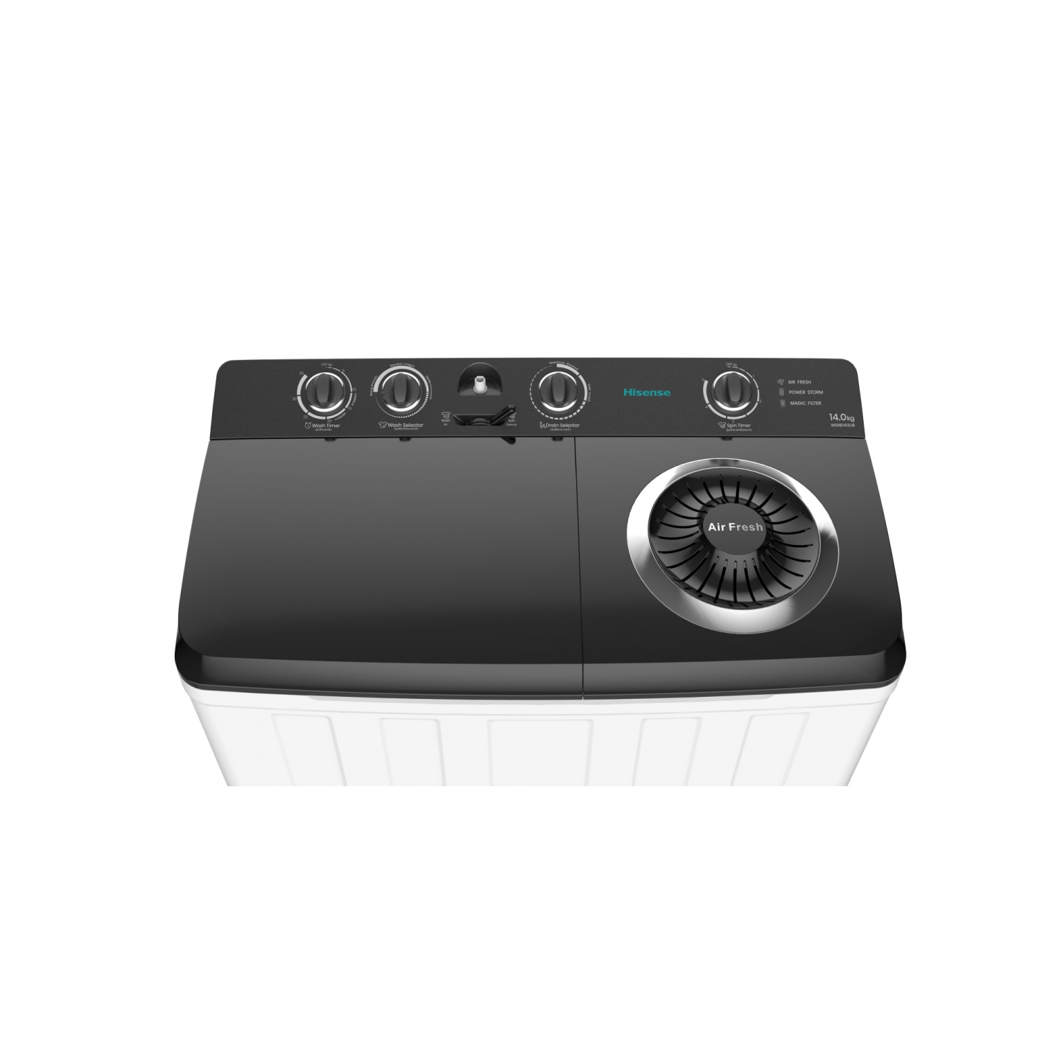 HISENSE เครื่องซักผ้า 2 ถัง ขนาด 14 กก รุ่น WSRB1413UB  สีเทา