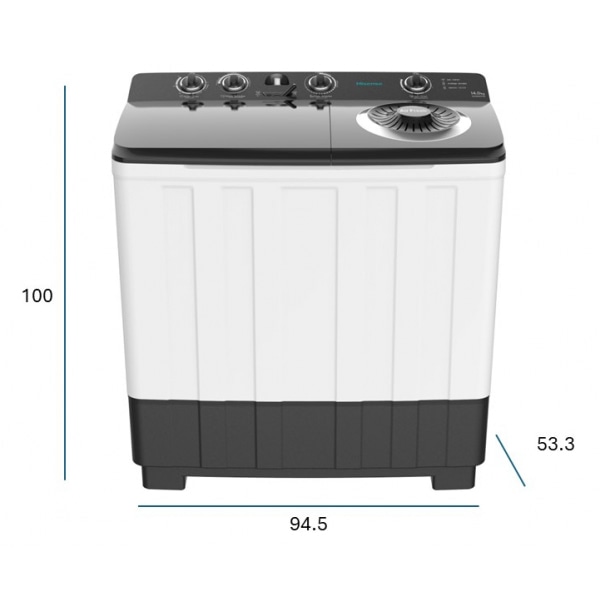 HISENSE เครื่องซักผ้า 2 ถัง ขนาด 14 กก รุ่น WSRB1413UB  สีเทา