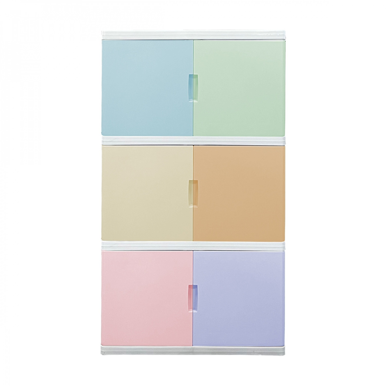 GOME ตู้พลาสติกบานเปิดคู่ 3 ชั้น 70x50x121 ซม. รุ่น Colorvid W5 สีพาสเทล