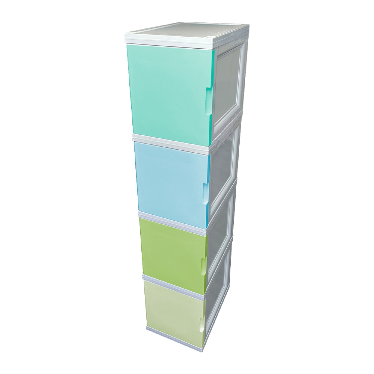 GOME ตู้พลาสติกบานเปิด 4 ชั้น 50x35x161 ซม. รุ่น Tower Box w5 สีพลาสเทล V2
