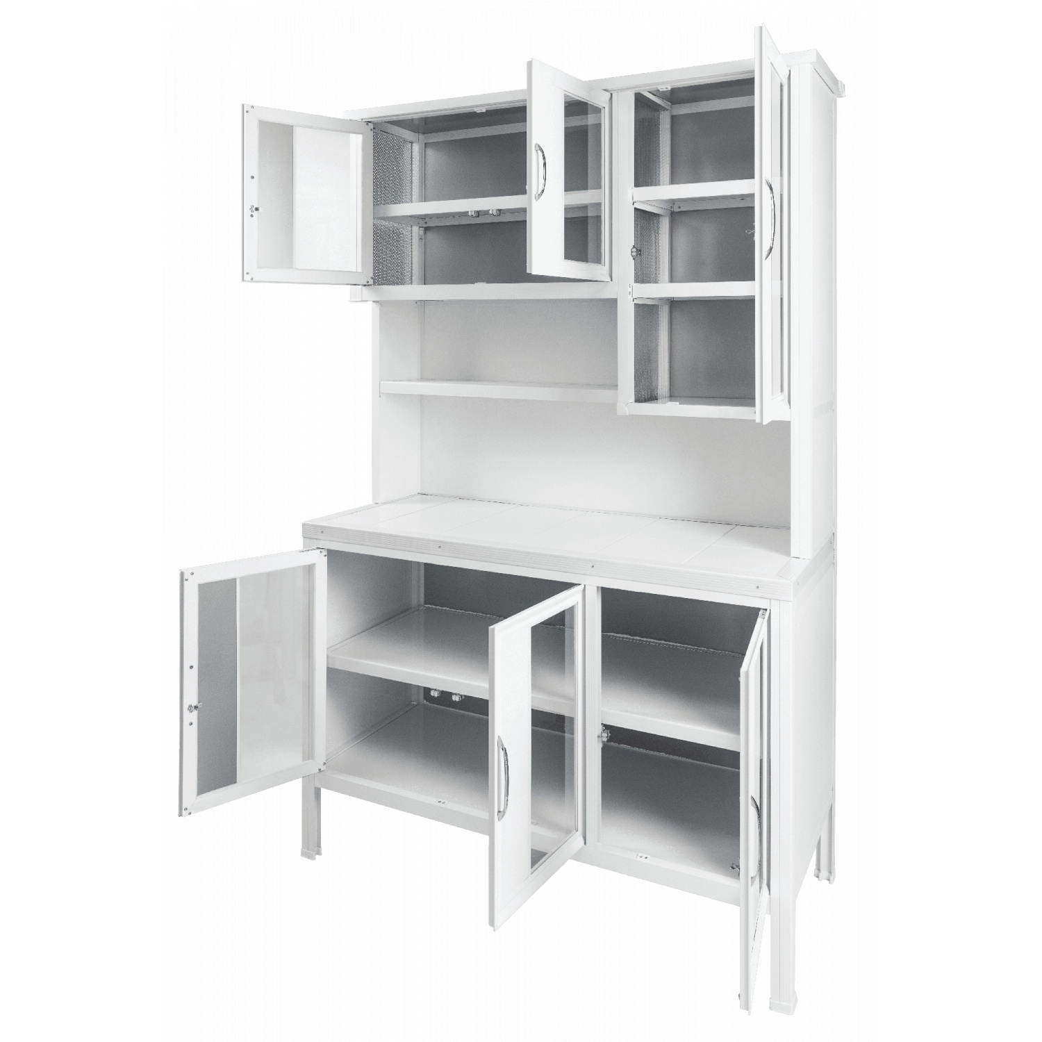 CLOSE ชุดครัวสำเร็จรูปโครงอลูมิเนียมท็อปเรียบกระเบื้อง SHIRO-120 ขนาด 120x53x190 ซม. สีขาว