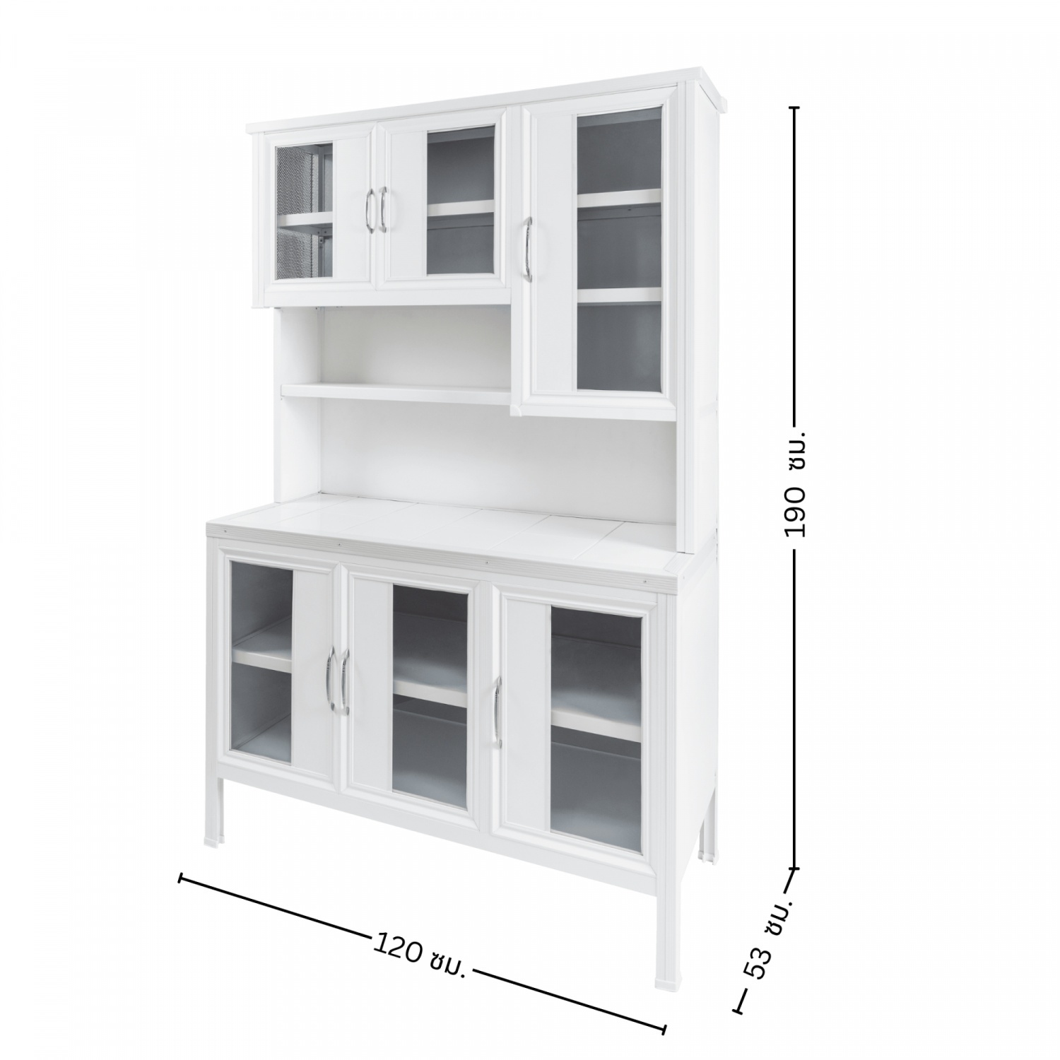 CLOSE ชุดครัวสำเร็จรูปโครงอลูมิเนียมท็อปเรียบกระเบื้อง SHIRO-120 ขนาด 120x53x190 ซม. สีขาว